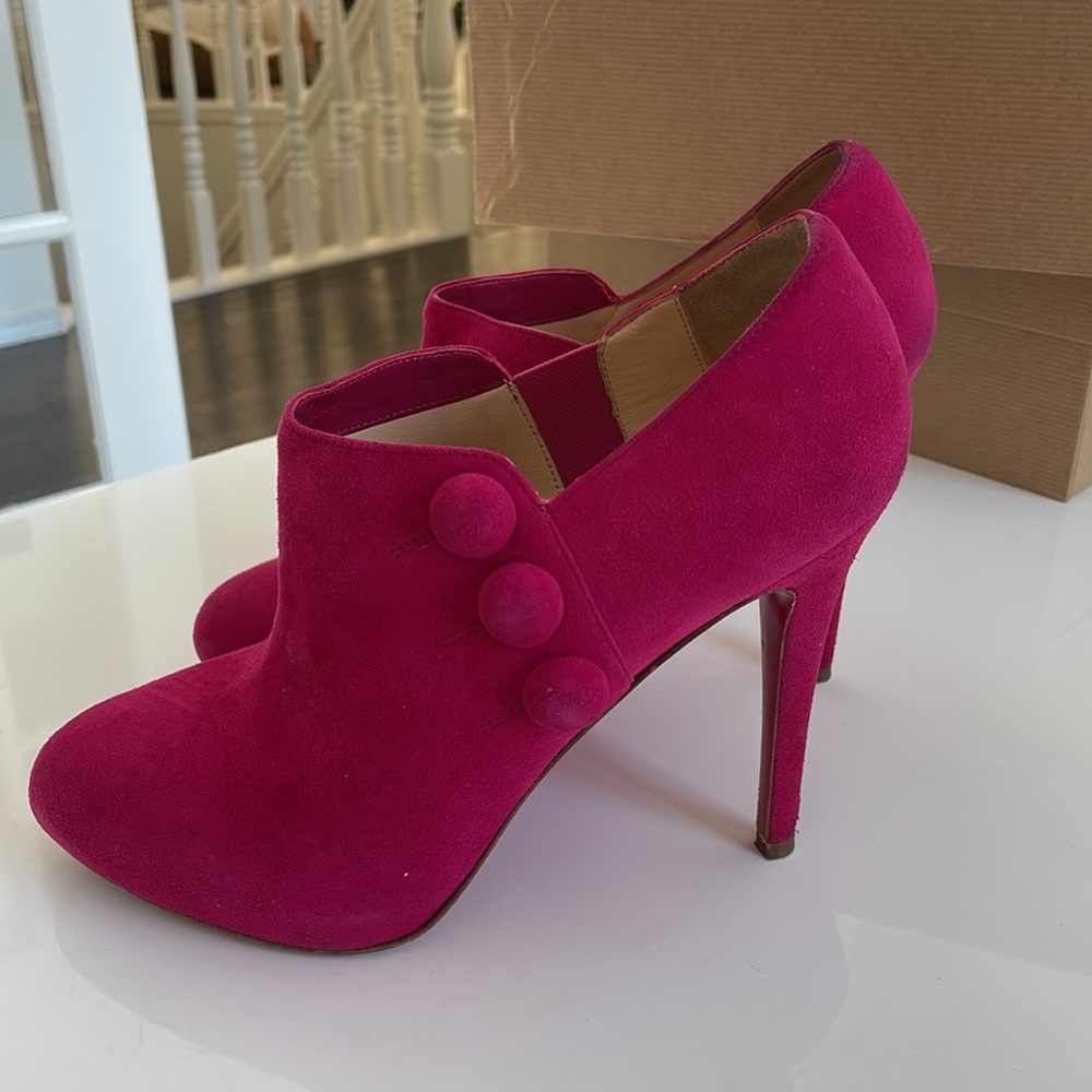 Christian Louboutin Pink Ankle Boots with Stiletto Heel